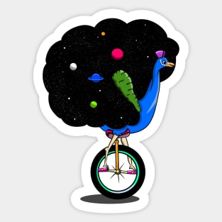 Peacock riding a bike Sticker